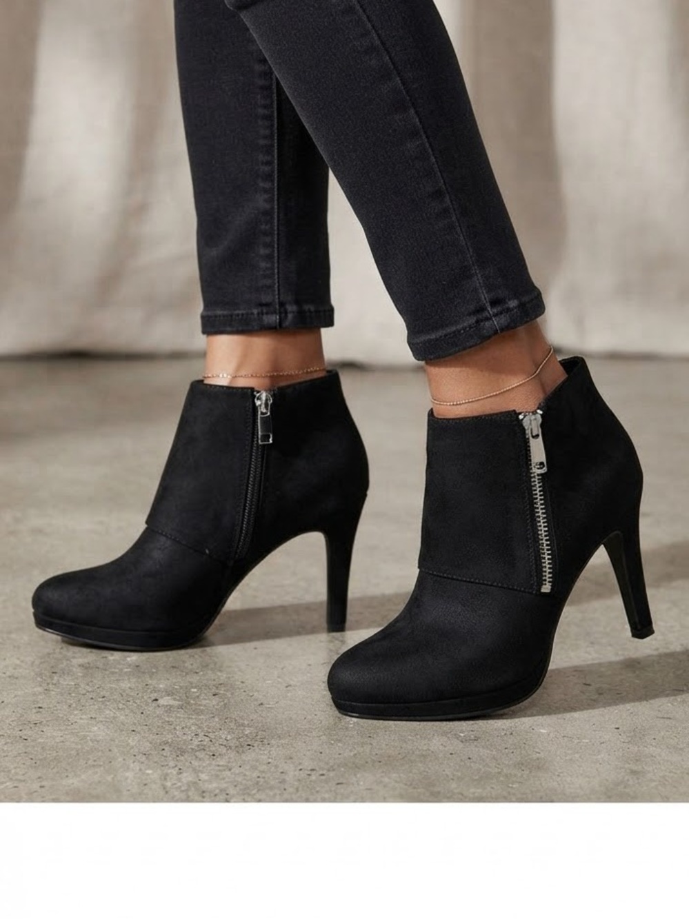 Madeline Black Ankle Booties 
NWOT inside zipper outside decorative
zipper SZ 7